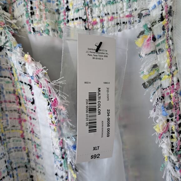 New Worthington Multicolor Tweed Open Front Blazer Jacket Size XL Tall - Picture 6 of 10